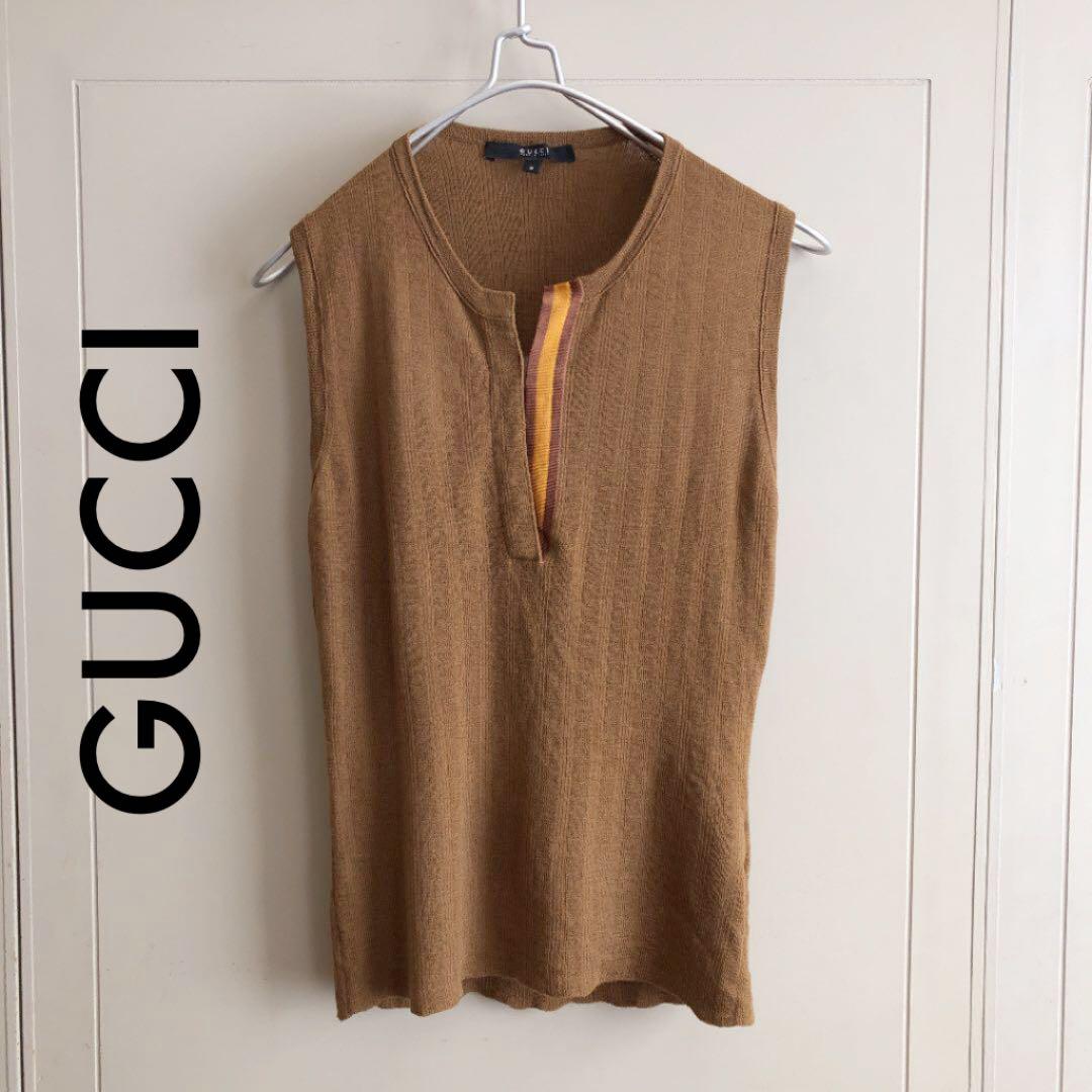 GUCCI グッチ ノースリーブ ニット シェリーライン - メルカリ アウトレット 新品 グッチノースリーブニット GUCCI Tシャツ/カットソー(半袖/袖なし)