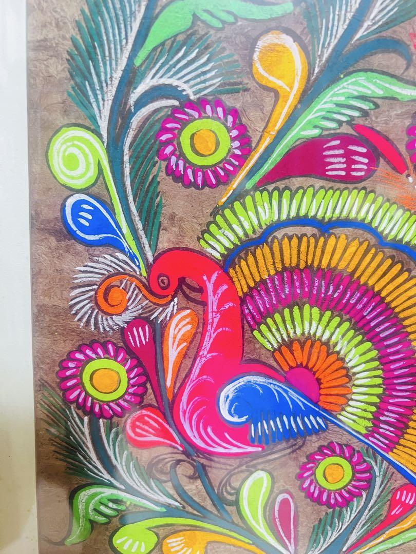 メキシコ製 絵画 メキシコ雑貨 ビンテージ アンティーク 鳥の絵