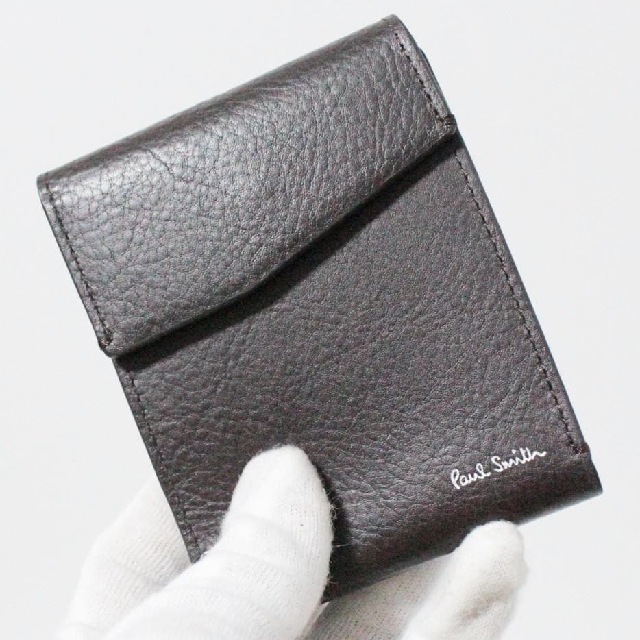 新品 ポールスミス ダブルフェイスレザー 折り財布 スマートウォレット 茶系