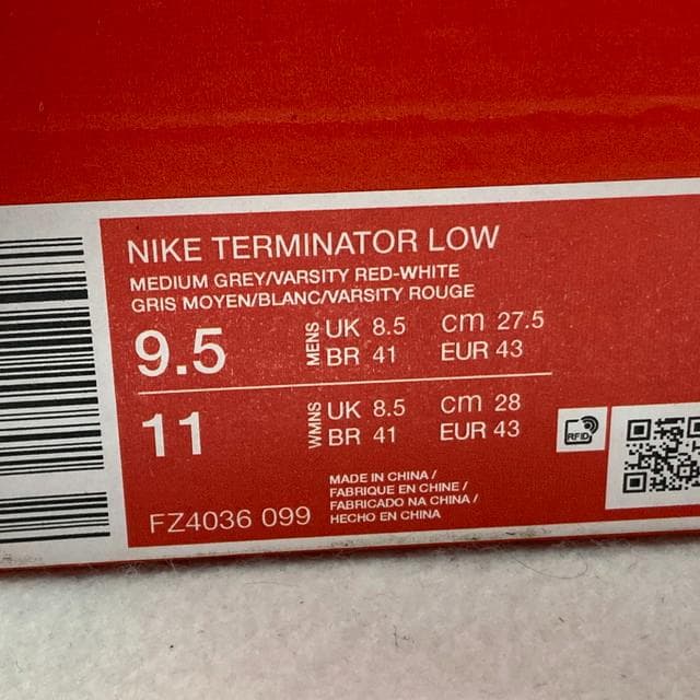 ターミネーター ロー 赤 灰 白 ウルトラマンカラー 27.5cm 箱下半分付き