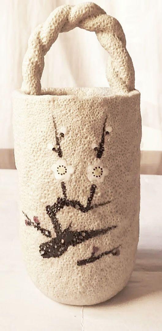 手捻萬古 花瓶 石泡手付梅 東華