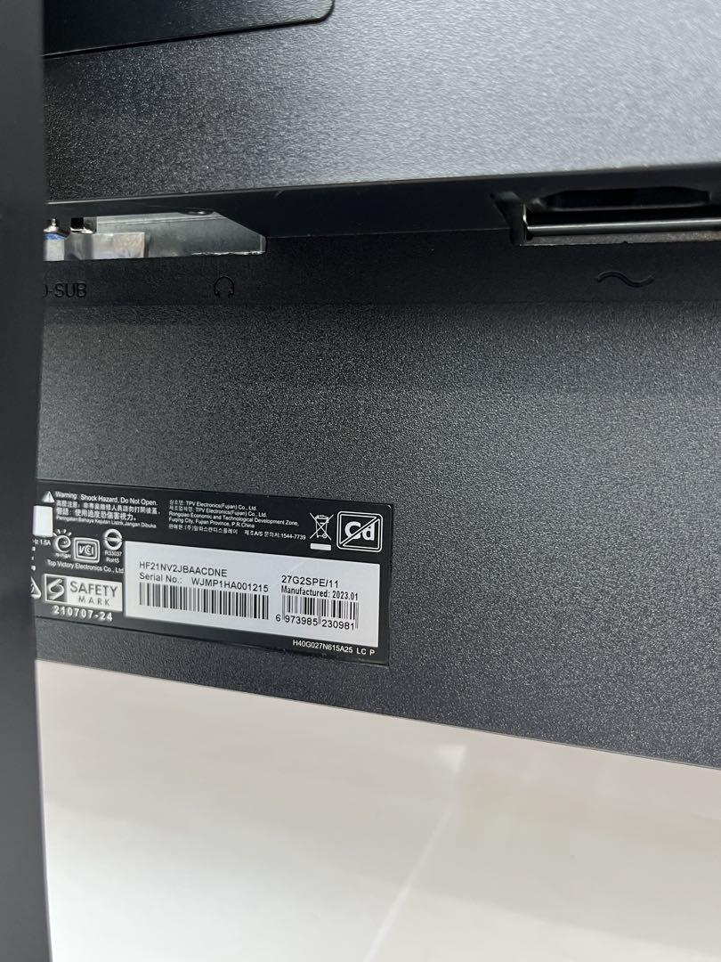 美品AOC 27G2SPE 27インチモニター　165Hz 応答速度1ms