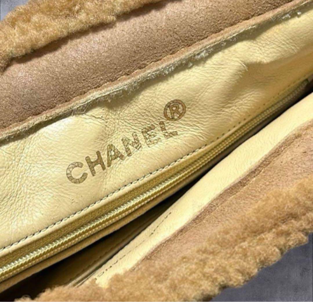 【CHANELハンドバッグ】ふわふわムートンが可愛い☆スエードバッグ☆ブラウン