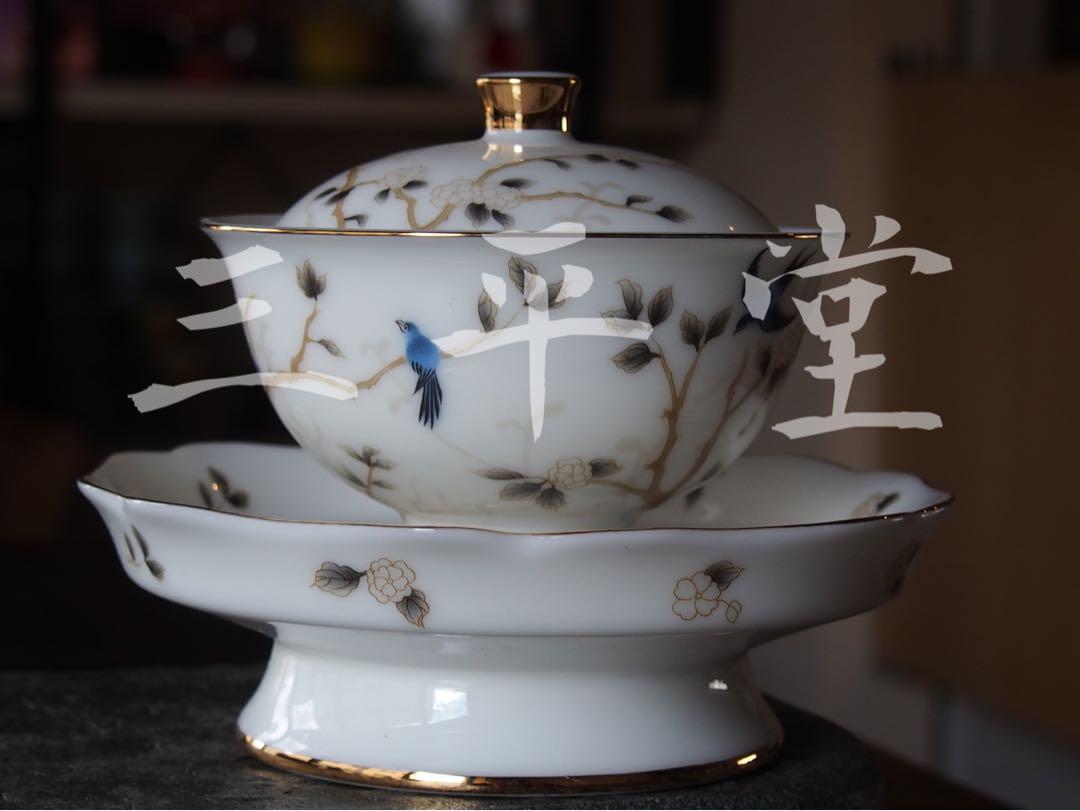 中国茶器　蓋碗　鶯歌燕舞