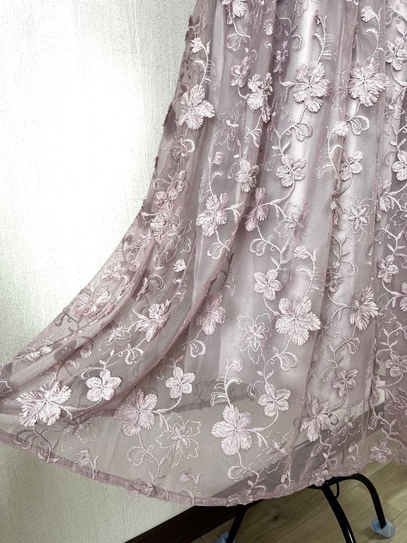 JILL STUART ホールレースワンピース　花柄レース ドレス　ピンク　M
