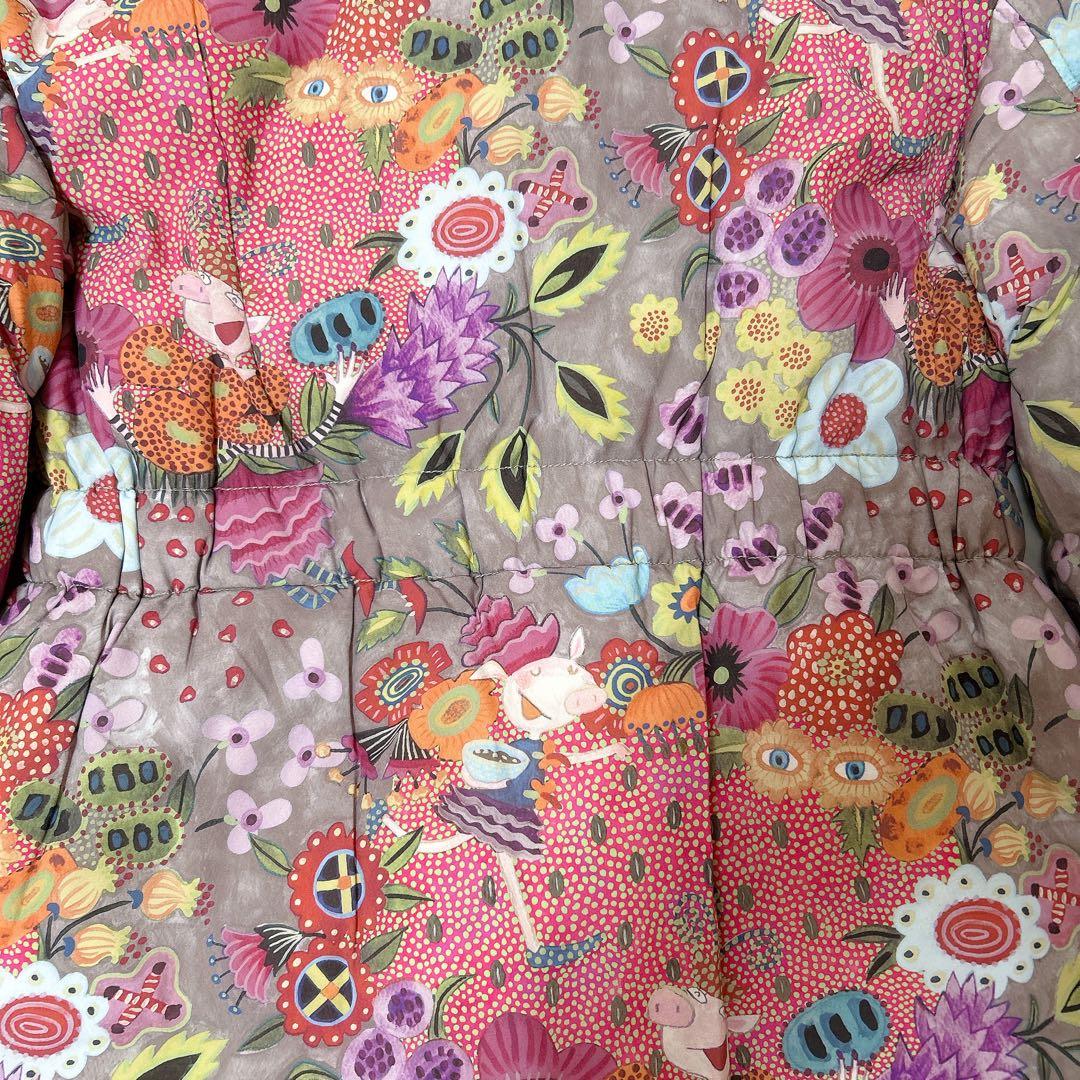 【美品】アルベロベロ リバーシブル ダウンコート 花とブタさん ピンク 妖精刺繍 【美品】アルベロベロ リバーシブル ダウンコート 花とブタさん ピンク 妖精刺繍