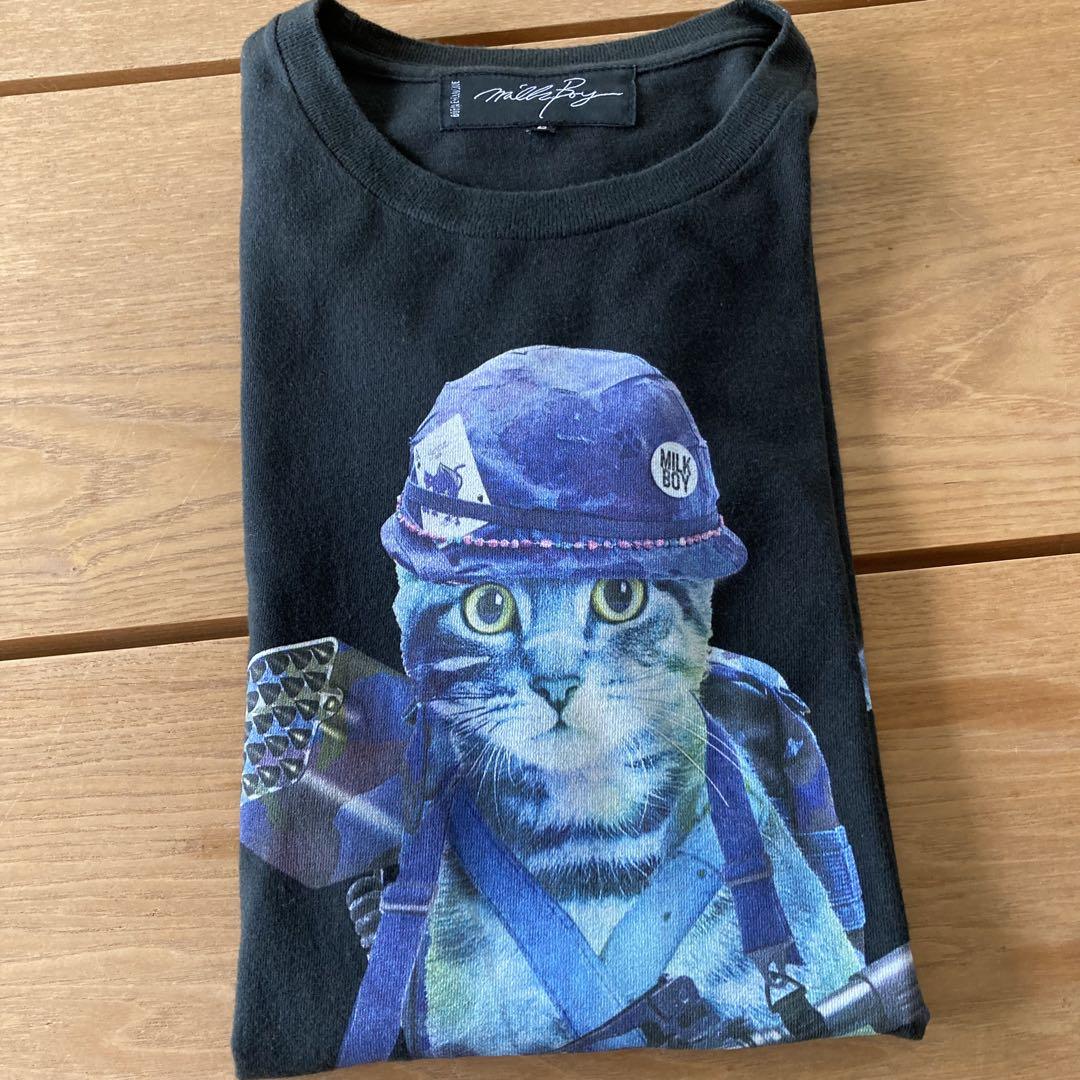 MILKBOY ARMY CATプリントTシャツ猫Tシャツ ユニセックス - メルカリ