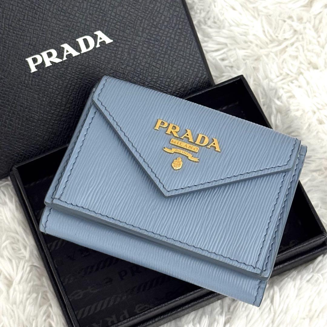 極美品⭐️PRADA プラダ ヴィッテロムーヴ レザー 三つ折り 財布 ブラック