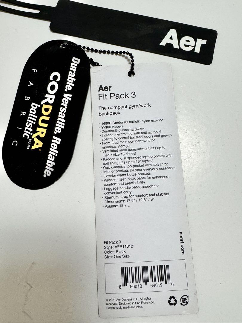 Aer fit pack 3 タグ付き　黒 リュック・バックパック タグ付き