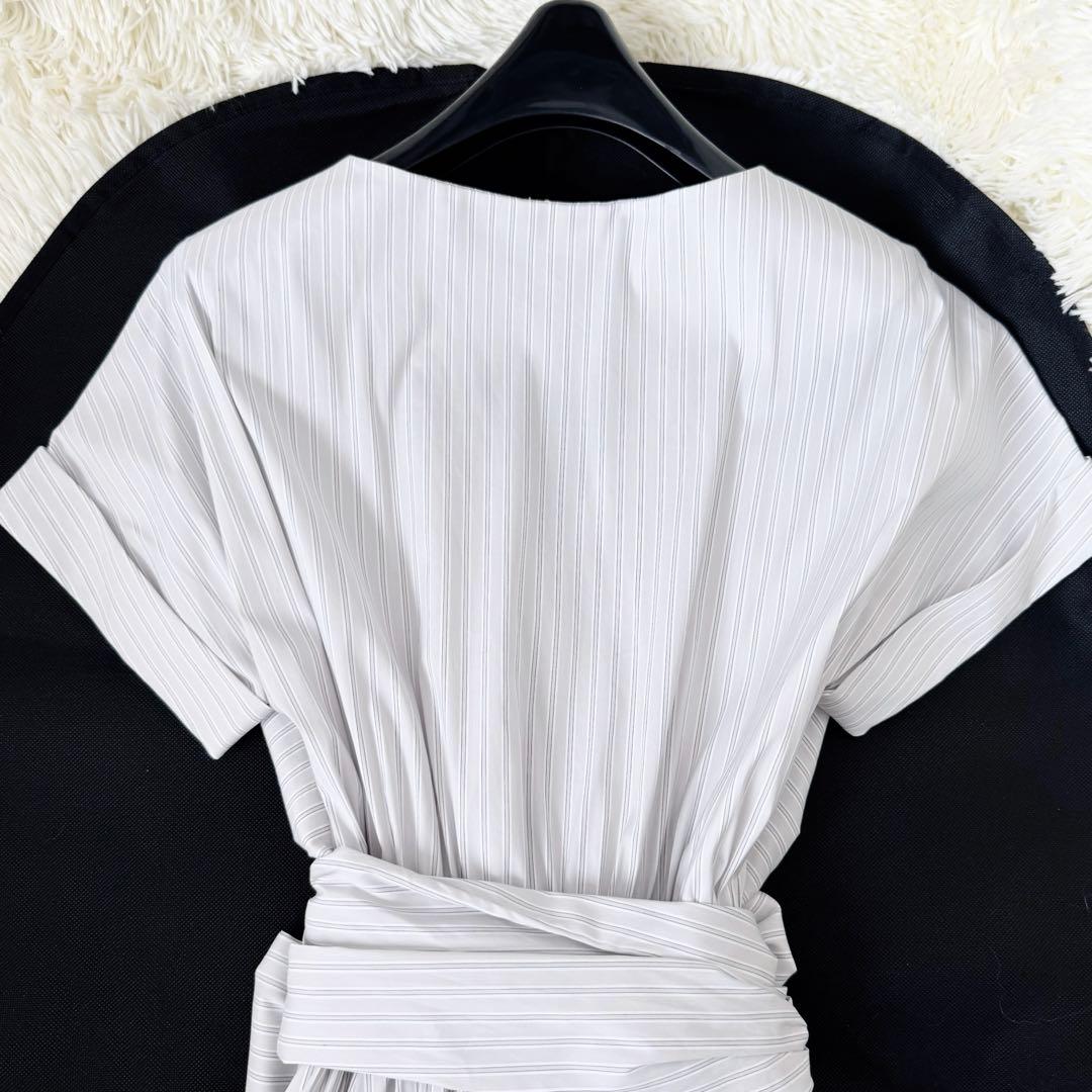 ソブ カシュクール ロング シャツワンピース 36 ストライプ リボン Aライン