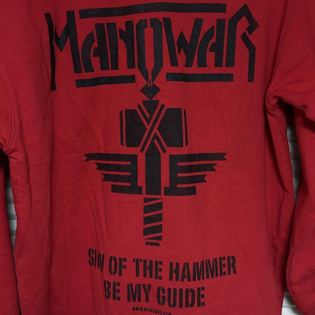 MANOWAR ジップパーカー　マノウォー 割引購入 Zipped Men's Manowar Hoodie MANOWAR – Red Hammer
