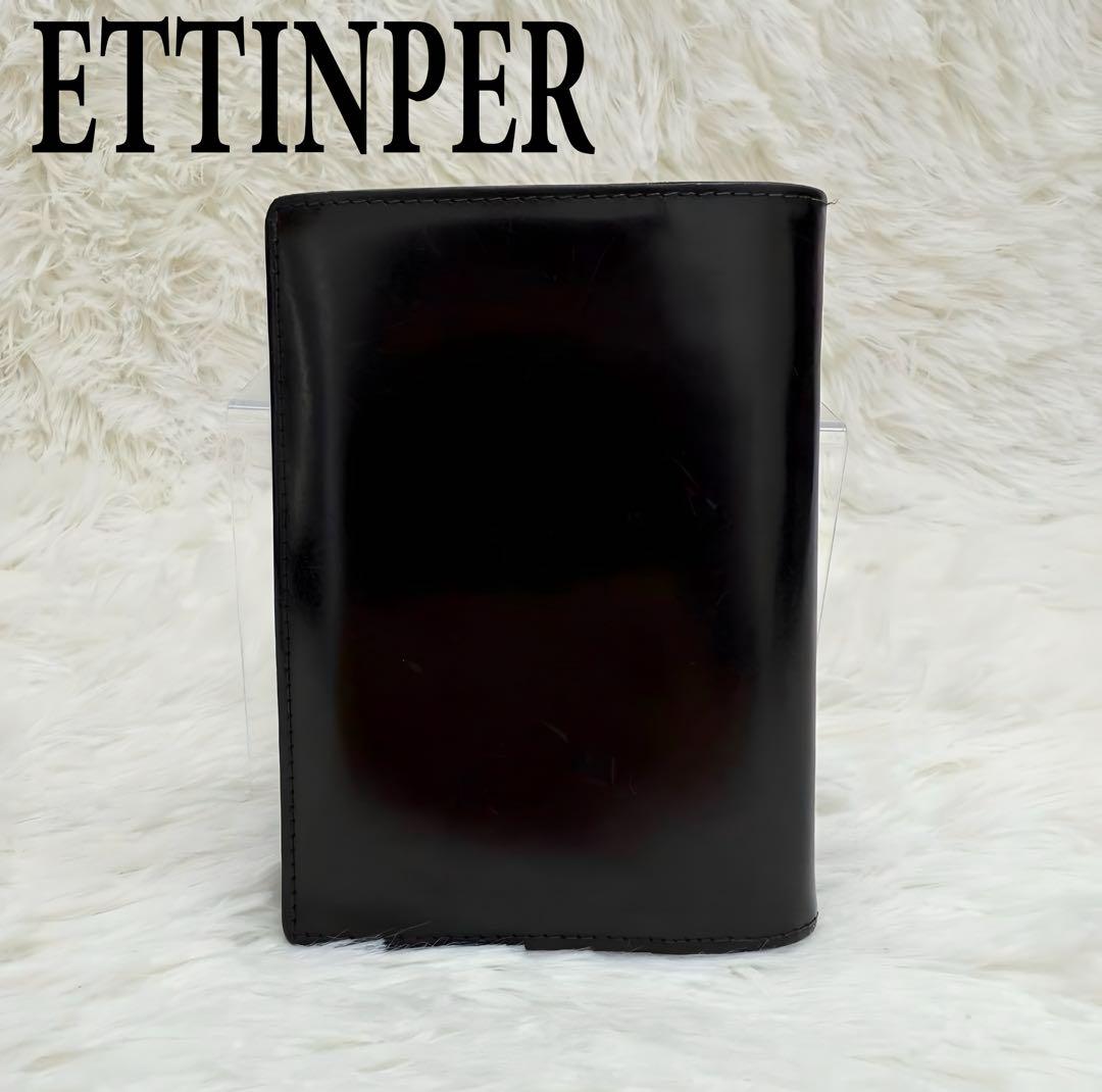【人気】ETTINPER エッティンガー　折り財布　二つ折り　レザー　ブラック