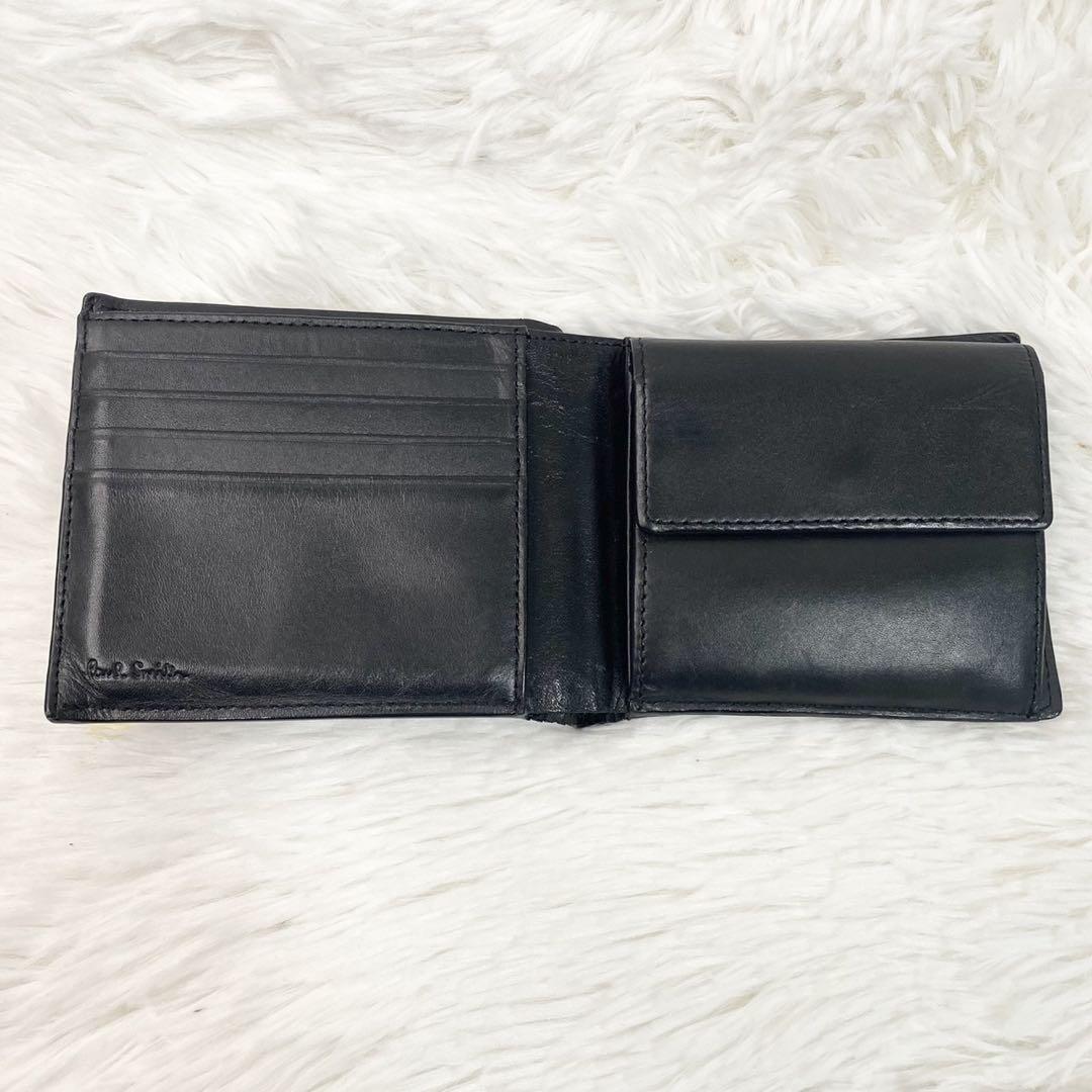 Paul Smith ポールスミス 二つ折り財布 レザー ブラック ブルー