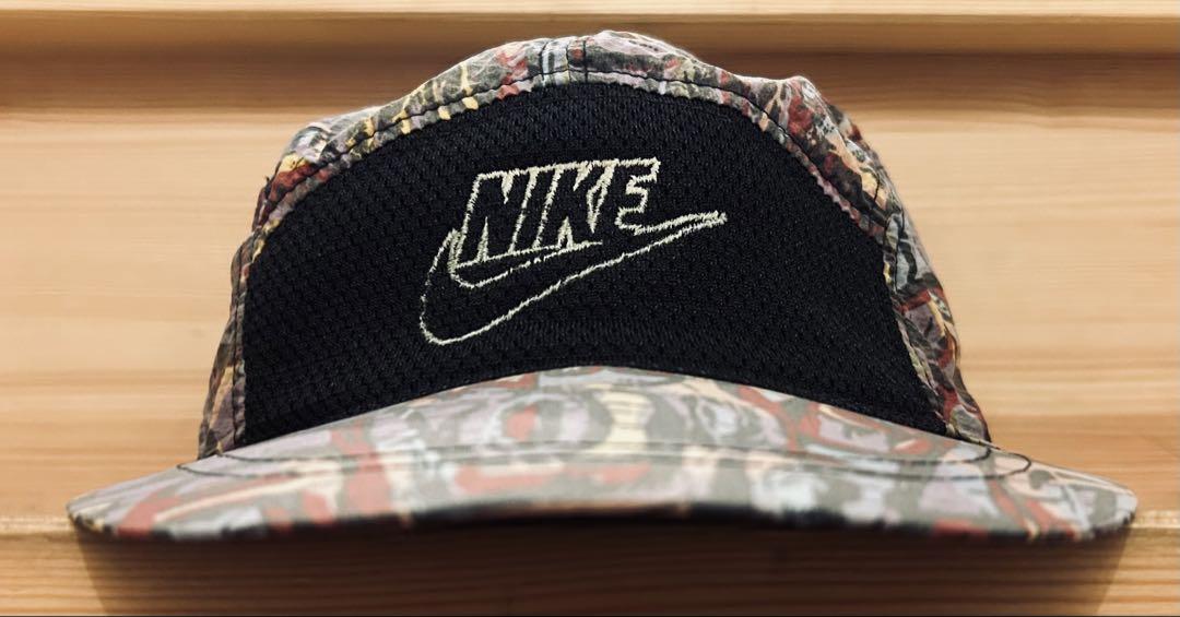 キャップ 帽子 90s Nike ナイキ 総柄 ジェットキャップ アジャスター