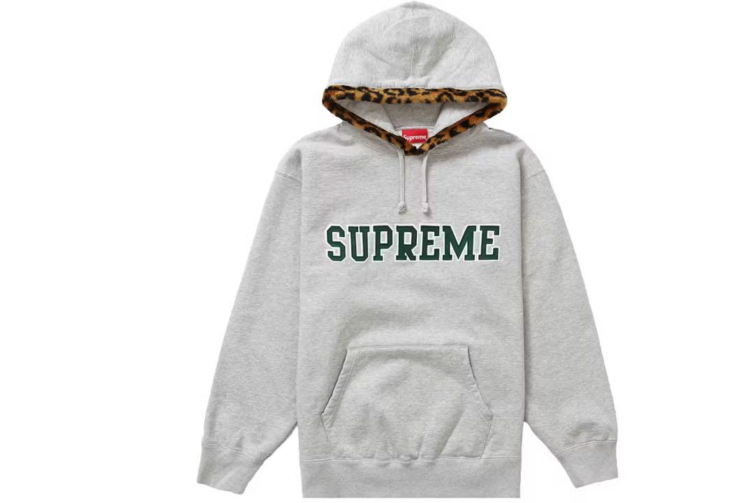 Supreme Leopard Trim Hooded Sweatshirt M