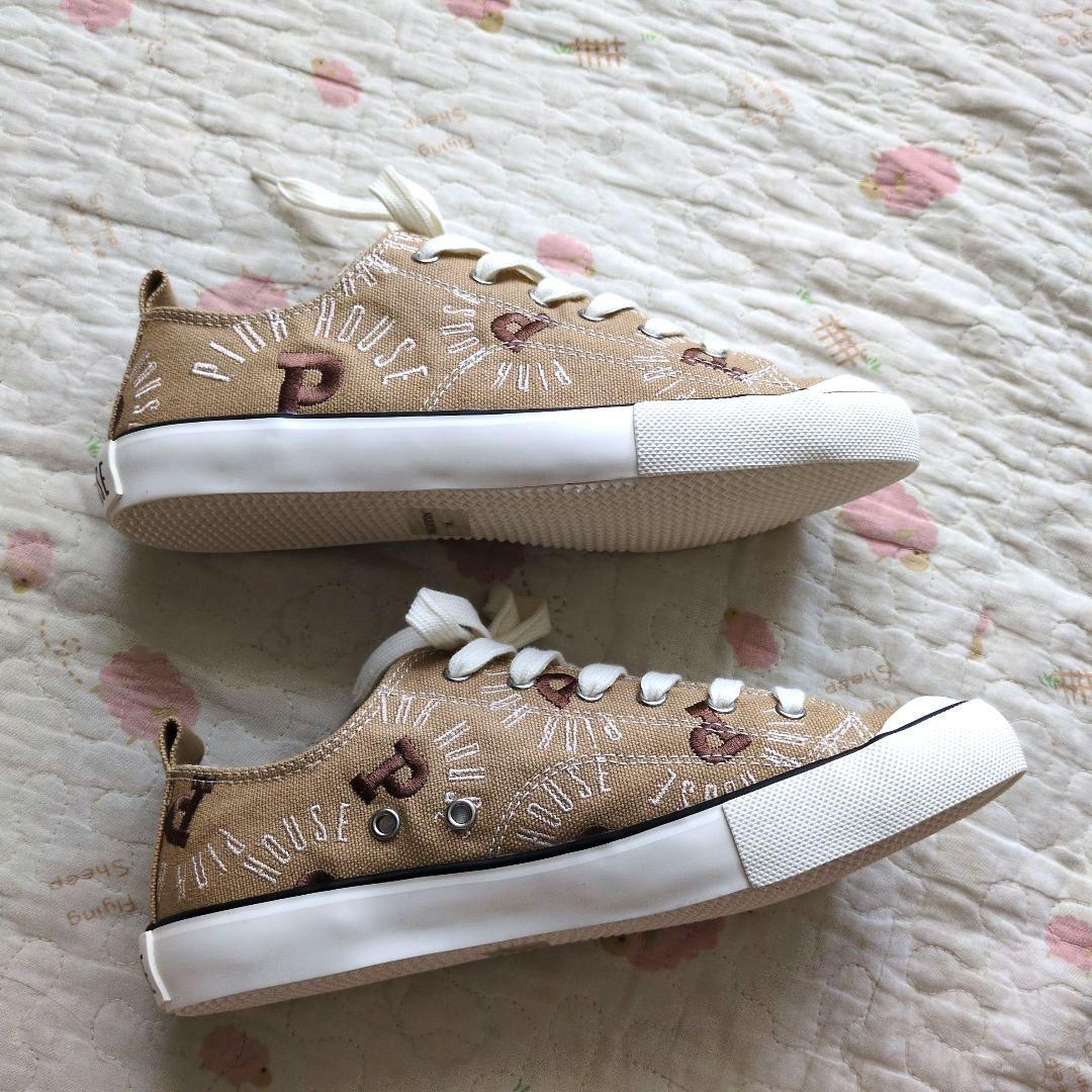 新品 ピンクハウス♥ロゴ刺繍スニーカー／モカベージュ