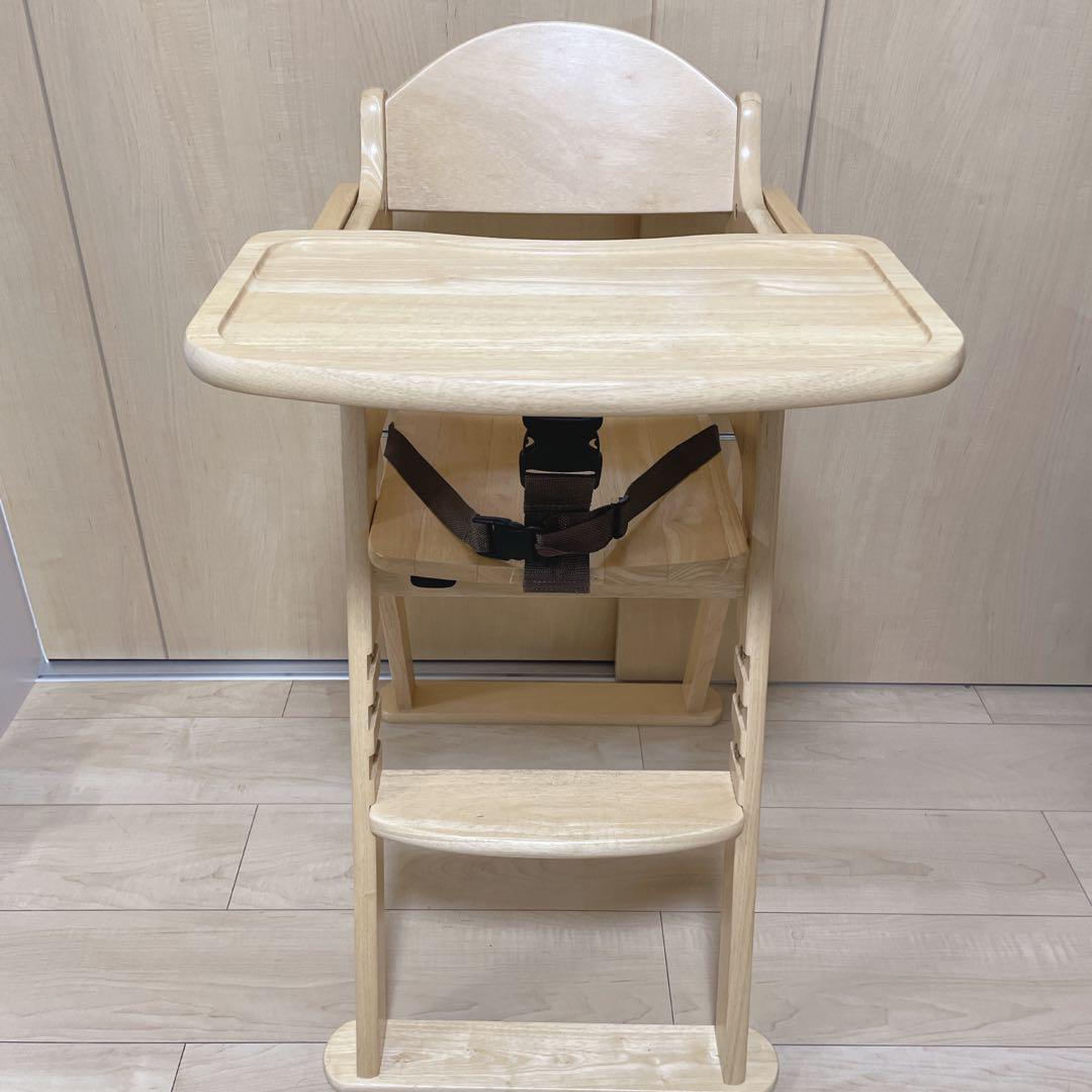 美品 KATOJI カトージ 木製 ベビー ハイチェア 折り畳み式 ナチュラル