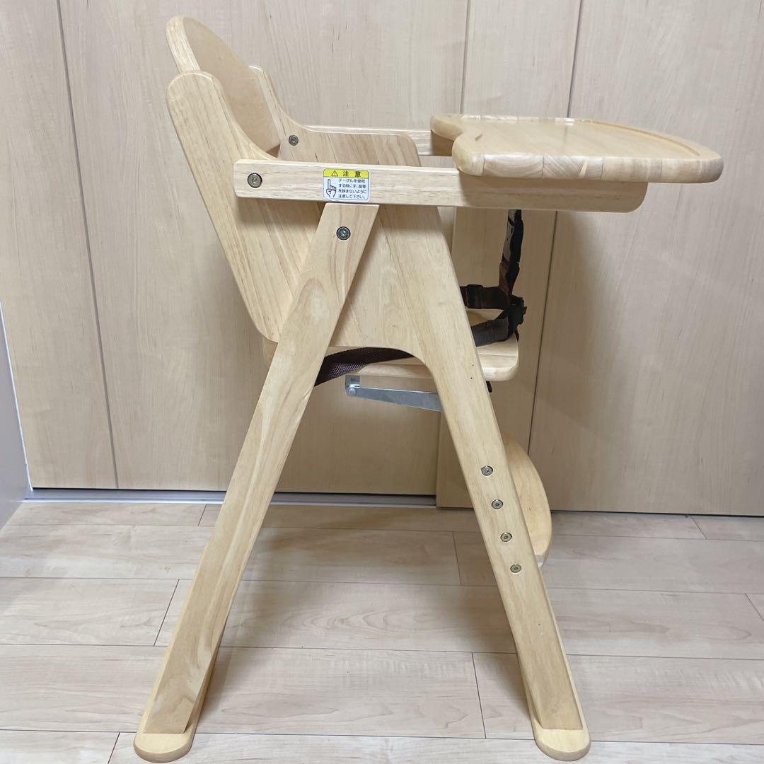 美品 KATOJI カトージ 木製 ベビー ハイチェア 折り畳み式 ナチュラル