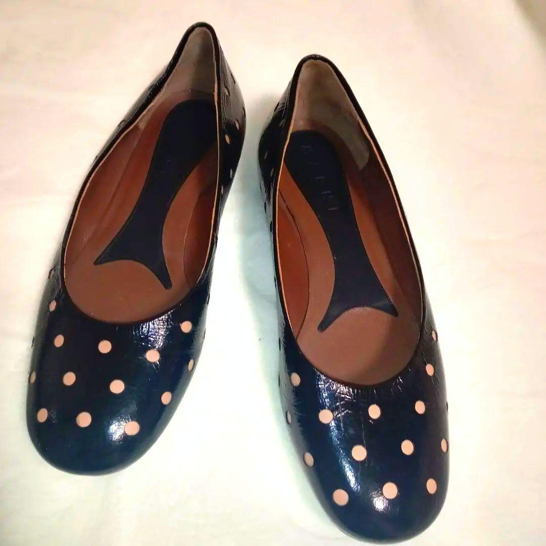 MARNI 水玉 フラットレザーシューズ 　バレーシューズ　24cm　美品