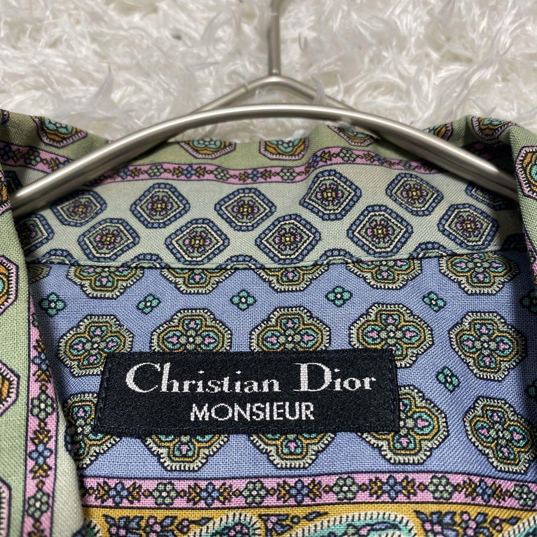 人気の春夏 古着 総柄 柄シャツ Dior レトロ 奇抜 ディオール ポロシャツ トップス