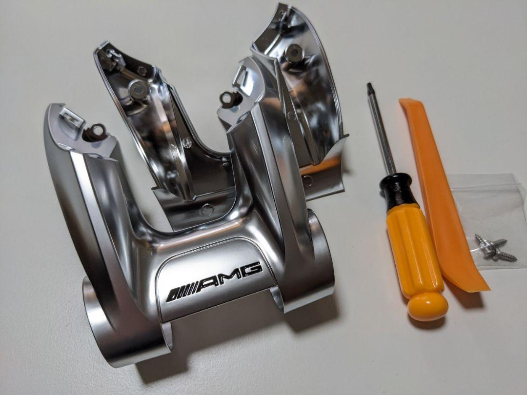 新品 メルセデスベンツ ステアリング トリムカバー AMG ハンドル エンブレム