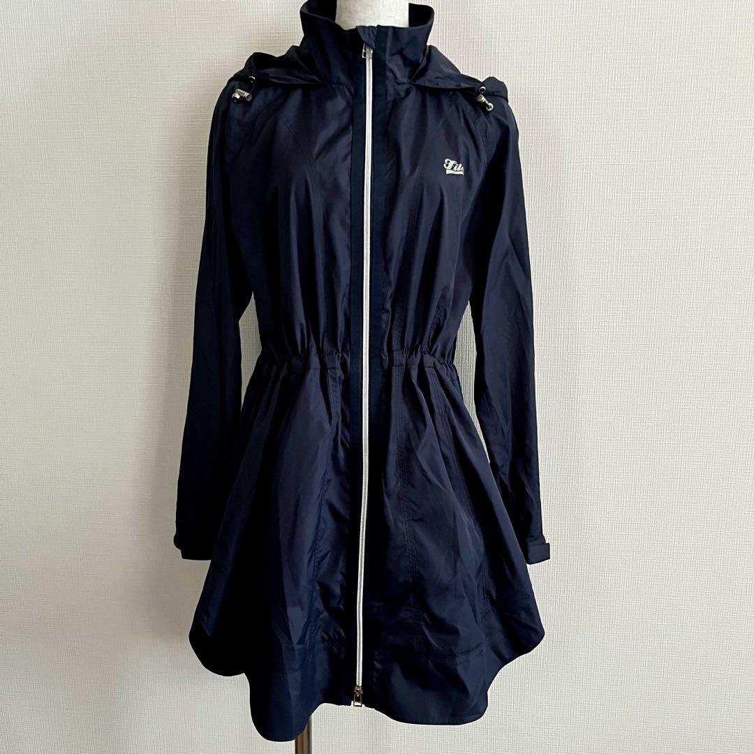 FILA GOLF フーディー ナイロンワンピース M フルジップ ゴルフ 紺