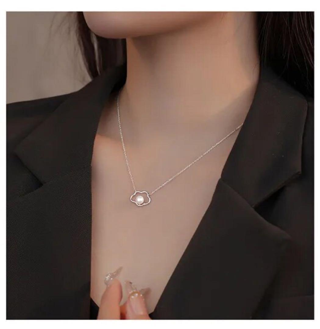 508Ai【上品】ネックレス 雲 高級感 淡水真珠 S925 銀 プラチナ