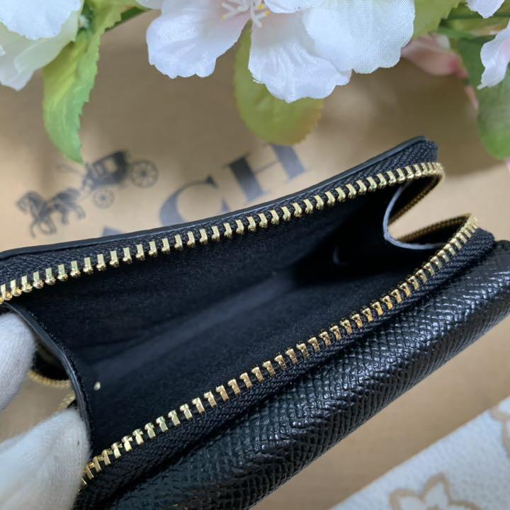 人気送料無料 ♡COACH ブラック レザー 三つ折り AEwaW-m77416884180 コーチ シンプル 格安超特価