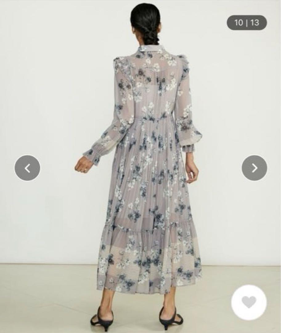Sov. フラワーシフォンプリーツワンピース 38 ダブルスタンド Sov. フラワーシフォンプリーツワンピース 38 ダブルスタンド
