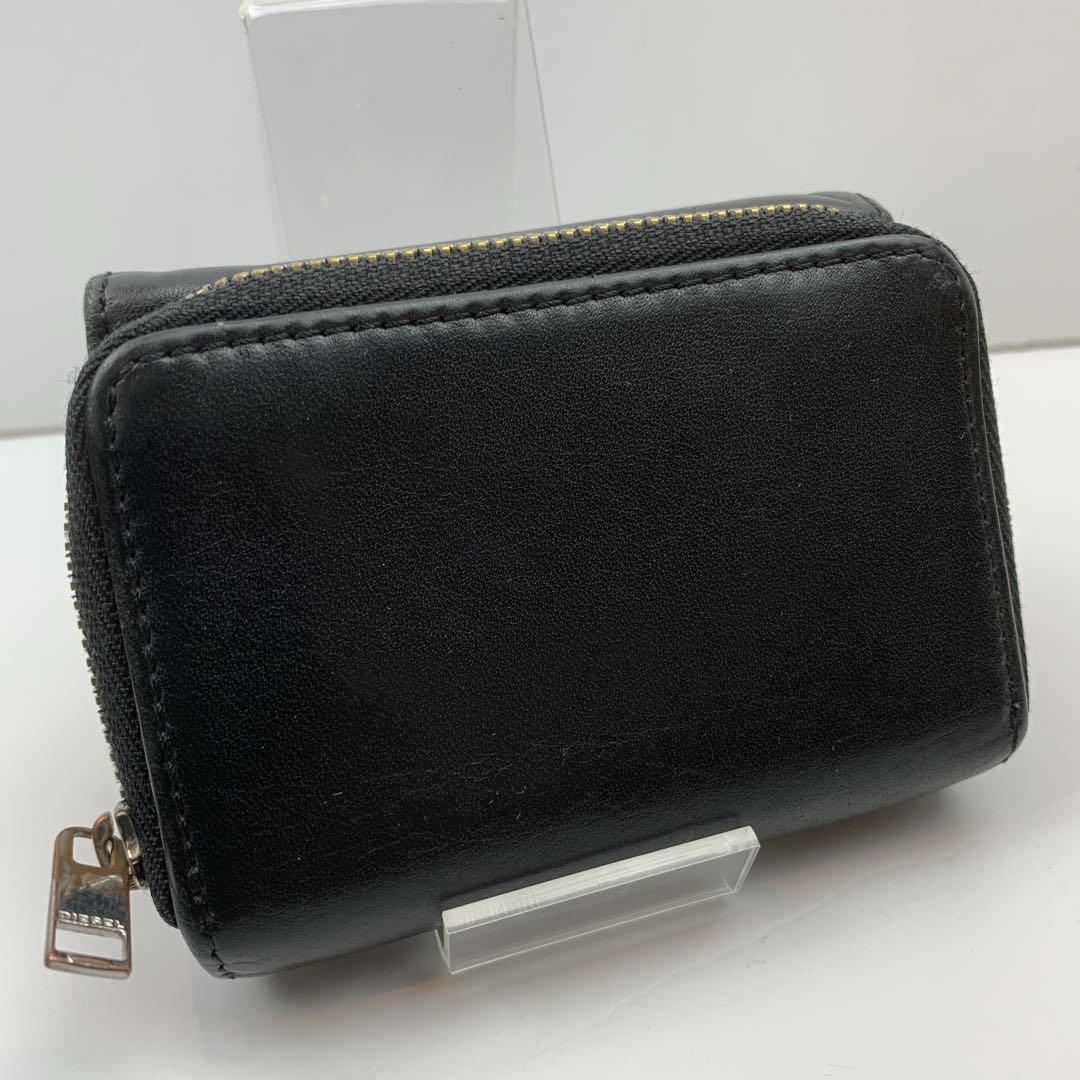 【DIESEL】3つ折り財布 メンズ 黒 レザー コンパクト財布