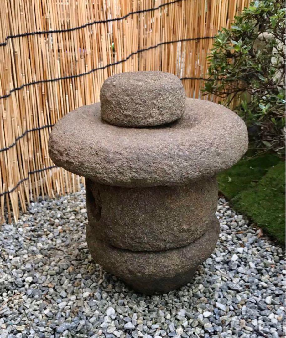 【天然自然石・屋上テラス灯篭・坪庭灯篭・置灯篭】庭石オブジェ置物ガーデニング造園