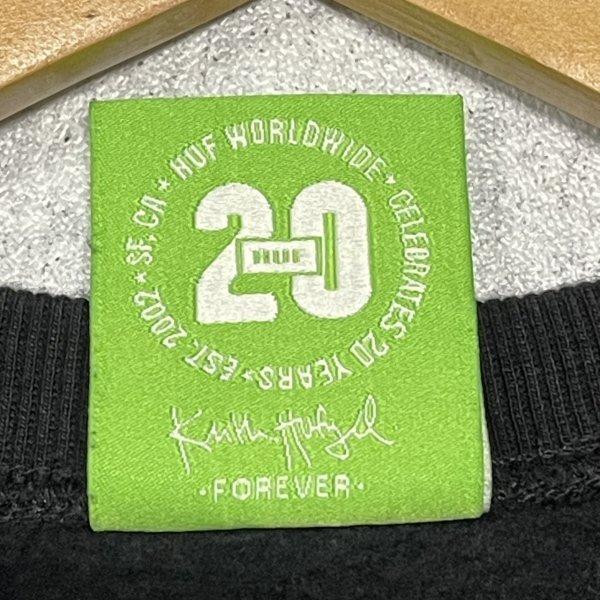 HUF ブラック×ホワイト スウェット トレーナー 両面プリント ハフ
