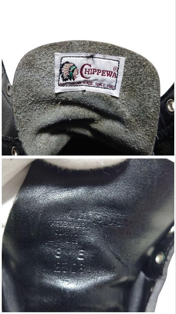 CHIPPEWA 25061 モックトゥブーツ 黒 レザー Vibramソール