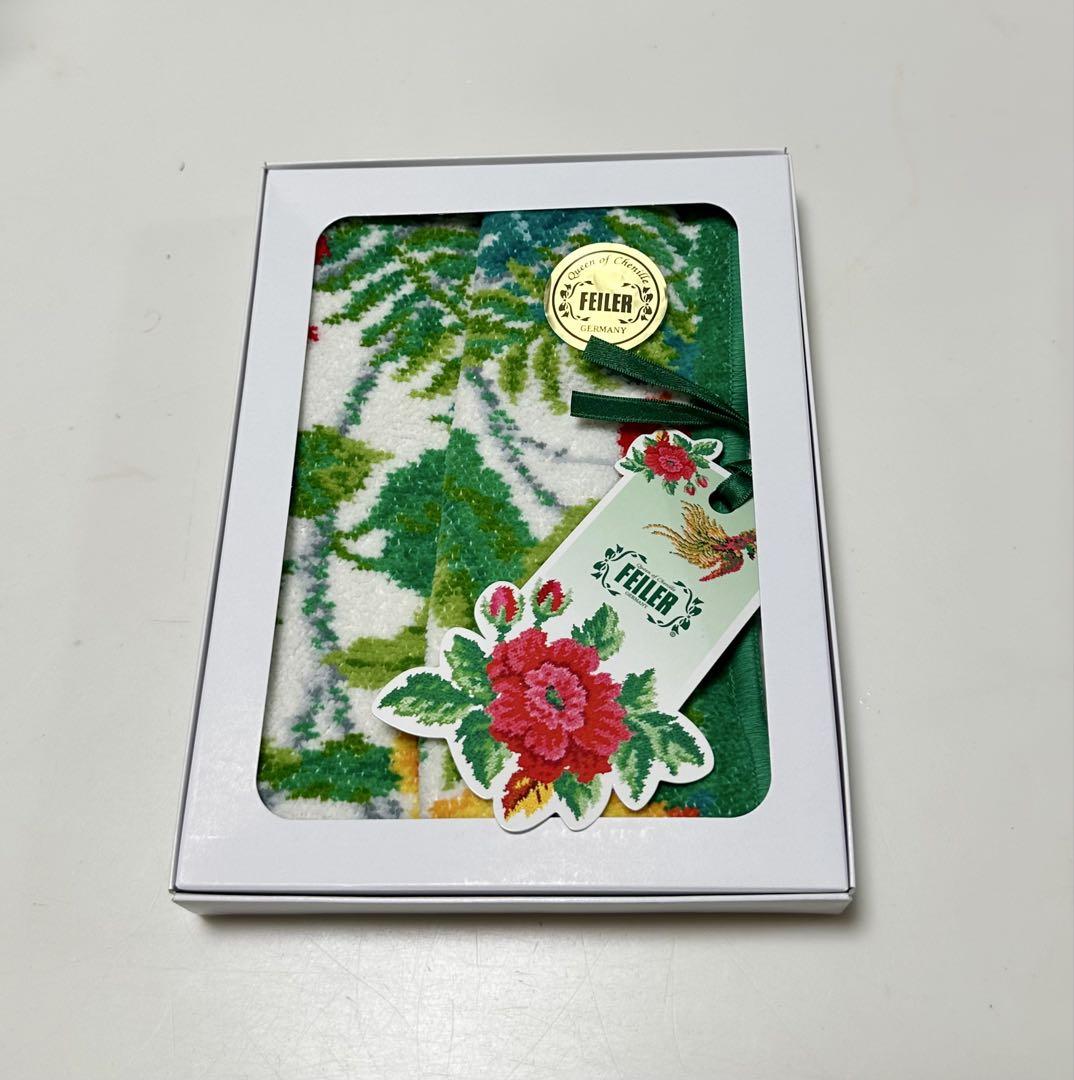 未使用2️⃣ フェイラー　大判FEILER 花柄 バスタオル 100%コットン 新品 未使用 フェイラー feiler 花柄ハンカチ タオル 2枚セット