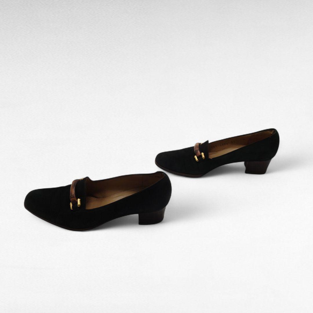 GUCCI レディース バンブー レザー スエード ローファー 22.5cm