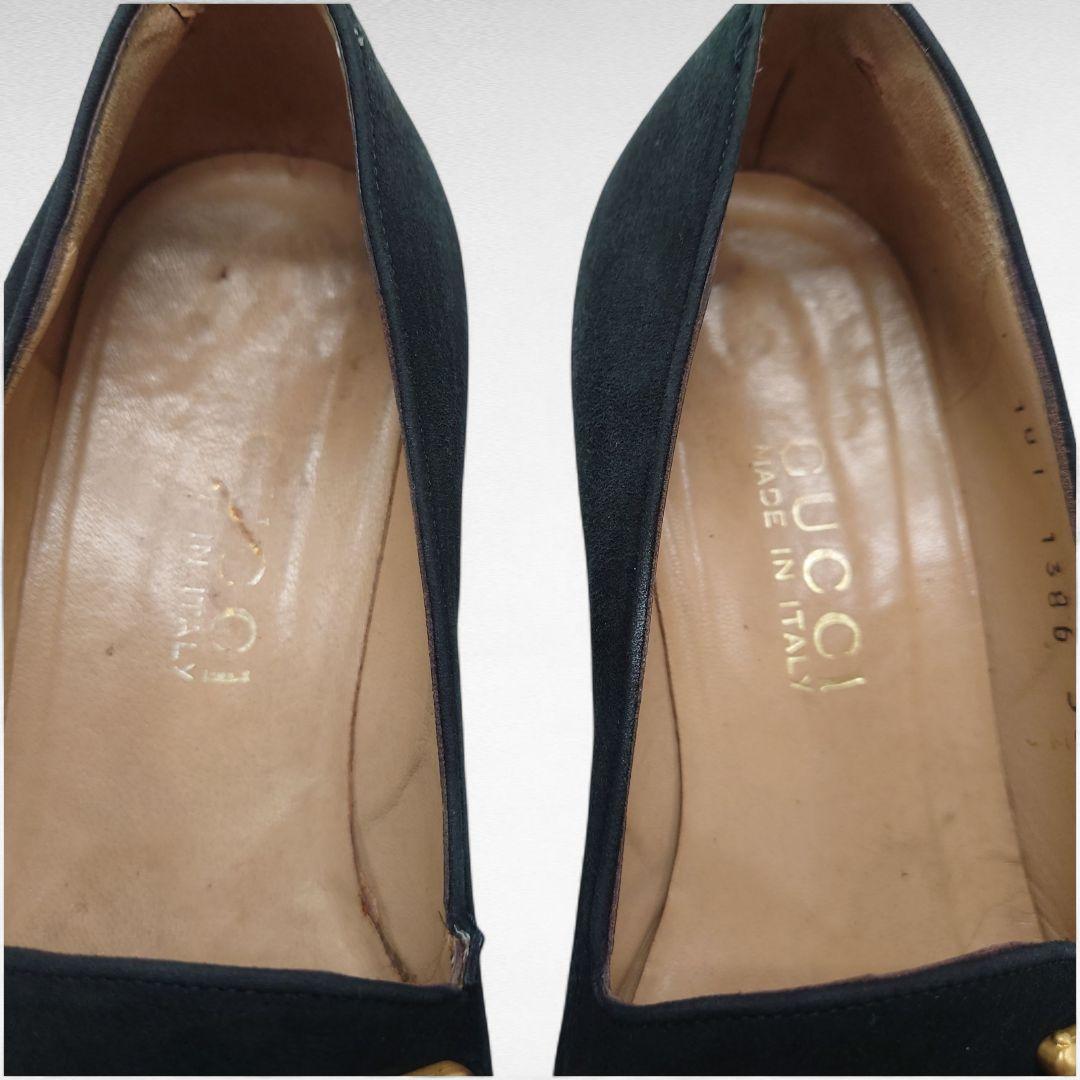GUCCI レディース バンブー レザー スエード ローファー 22.5cm