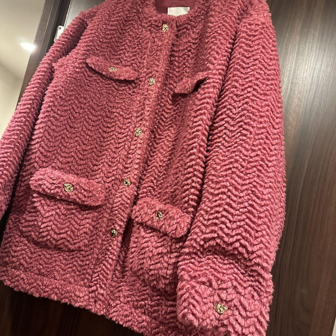 dazzlin ボアフレンチブルゾン レッド