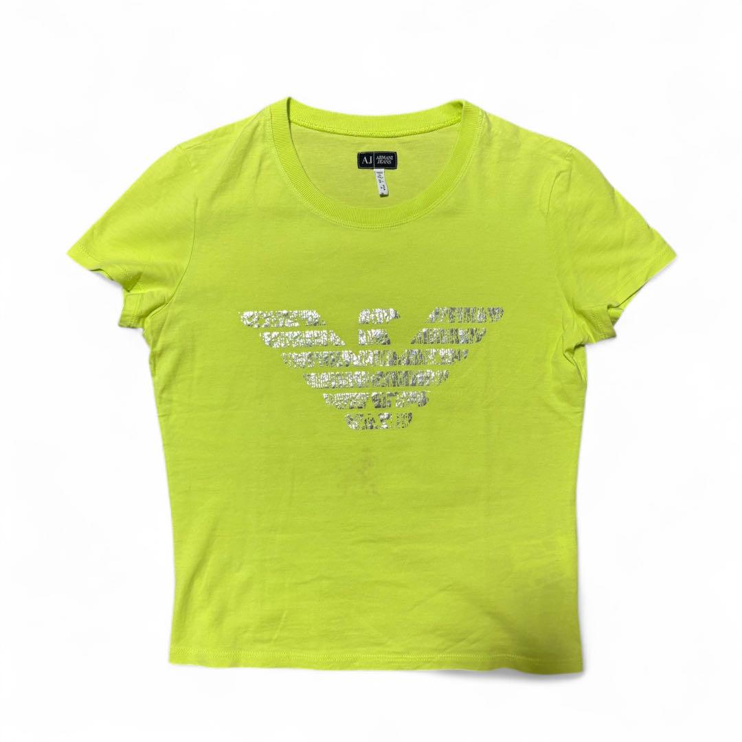 ARMANI JEANS silver logo T- shirt ピチT