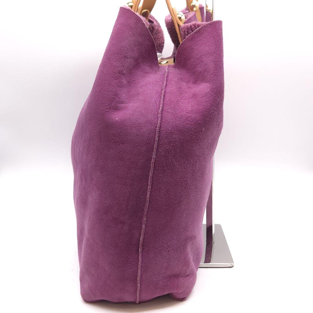 UGG アグ レザー ムートン トートバッグ パープル スエード