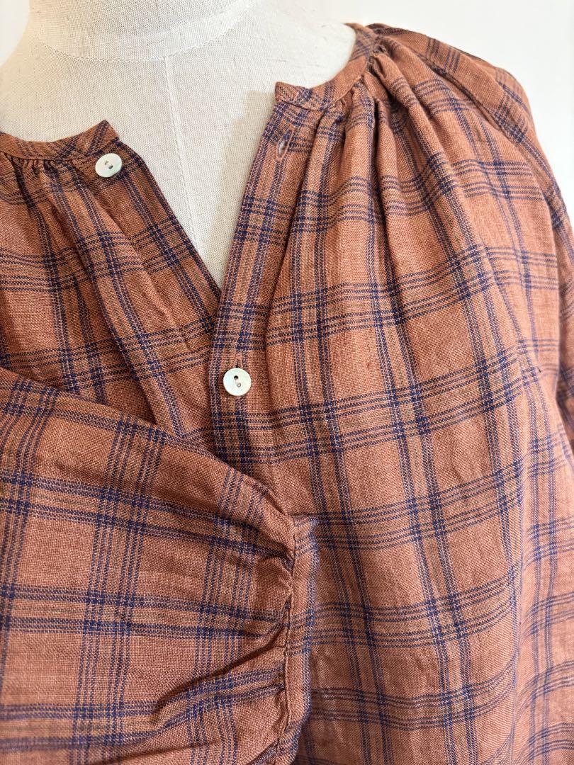 新品NATURAL LAUNDRY 先染めクロス ボールシャツリネンブラウス