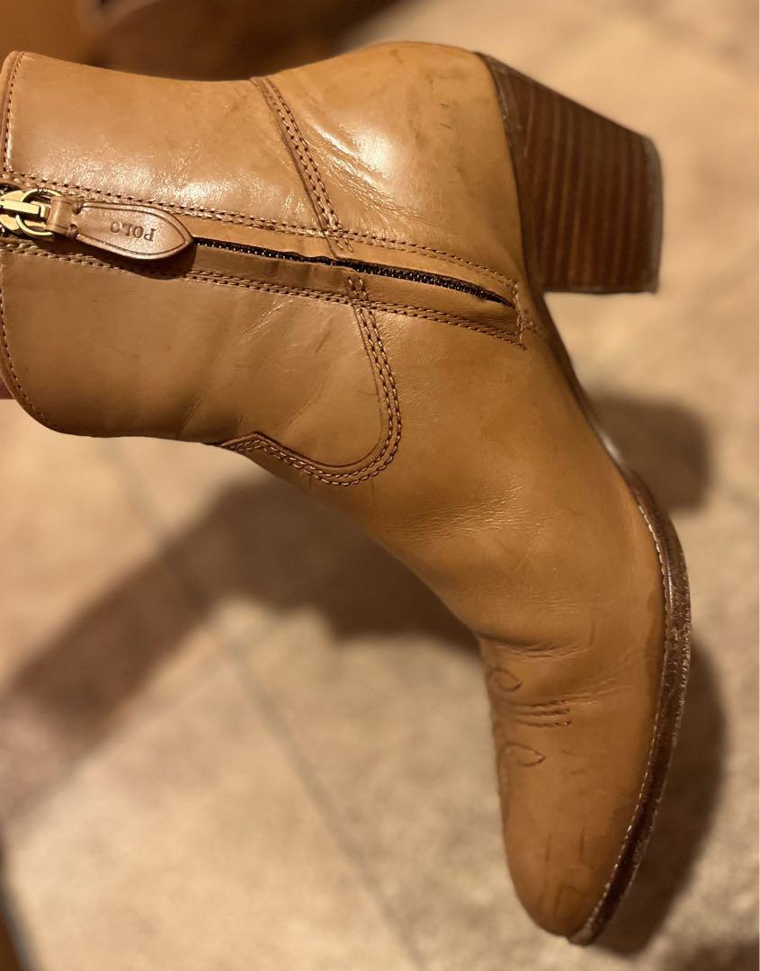 Polo Ralph Lauren 本革 レザー ブーツ 24.0cm キャメル