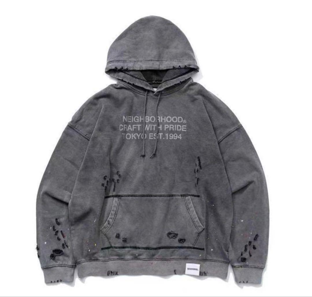 23AW NEIGHBORHOODダメージウォッシュ パーカー スウェット M 23AW NEIGHBORHOODダメージウォッシュ パーカー スウェット M