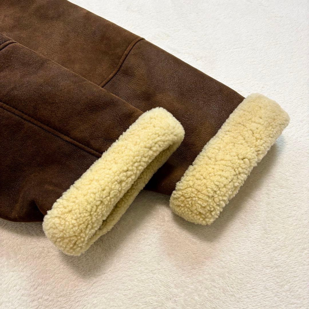 セッテアルコバレーノ ムートン ダブルチェスターコート ラムレザー ブラウン