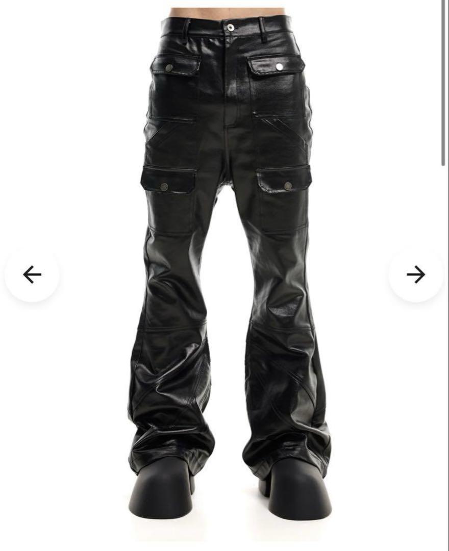 SCD CROWD ABYSS WAX PANTS レザーカーゴパンツ