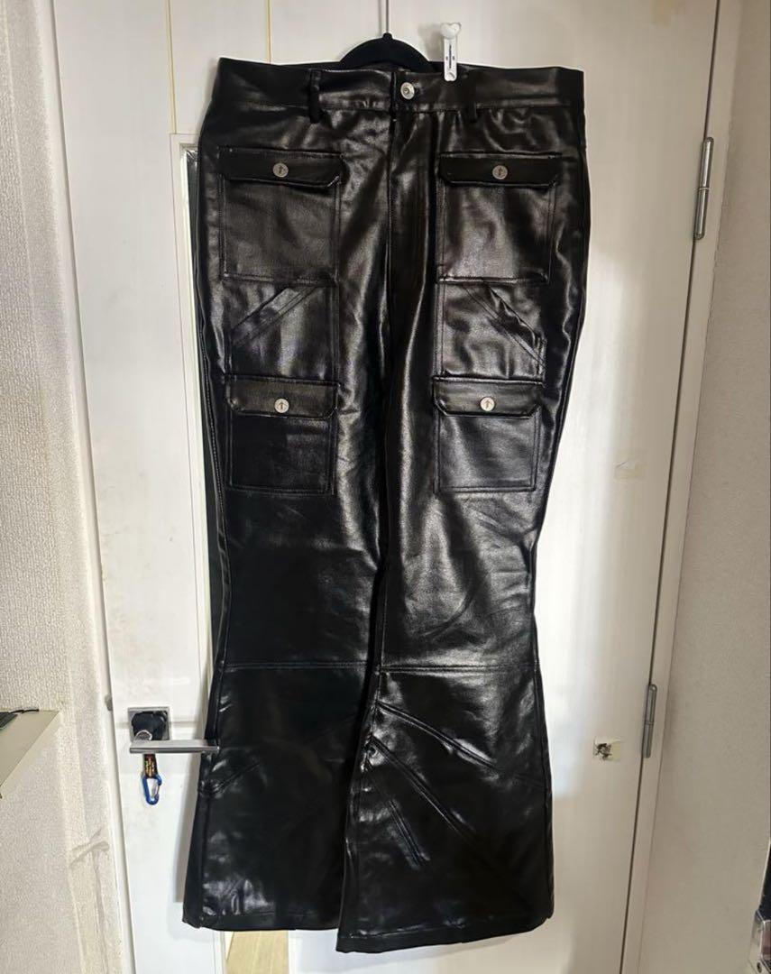 SCD CROWD ABYSS WAX PANTS レザーカーゴパンツ