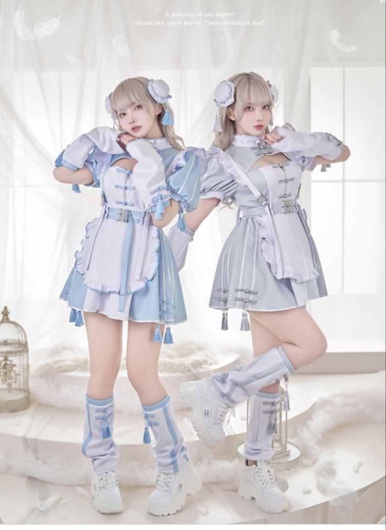 Malymoon 天使界隈チャイナワンピースドールメイド　ブルー【靴あり】
