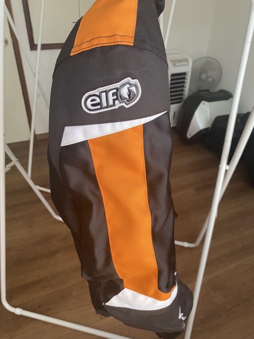 elfエルフ ライダースジャケット ブラック×オレンジ エルフ MOTO SPORTS モトスポーツ ライダースジャケット バイク