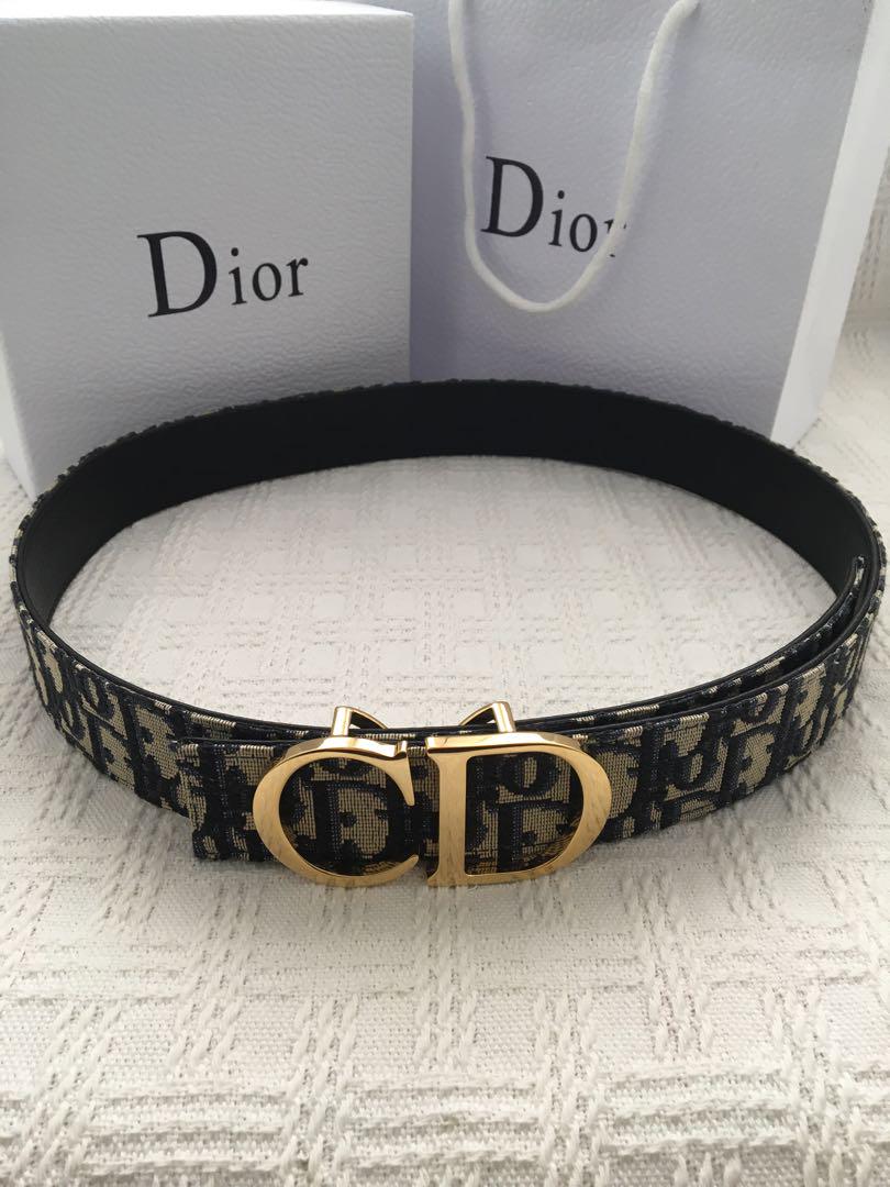 Dior ブラックレザーベルト ゴールドロゴ クリスチャンディオール/Dior レザーベルト 黒 ゴールドロゴ