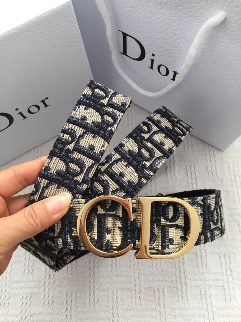 Dior ブラックレザーベルト ゴールドDロゴ クリスチャンディオール/Dior レザーベルト 黒 ゴールドロゴ