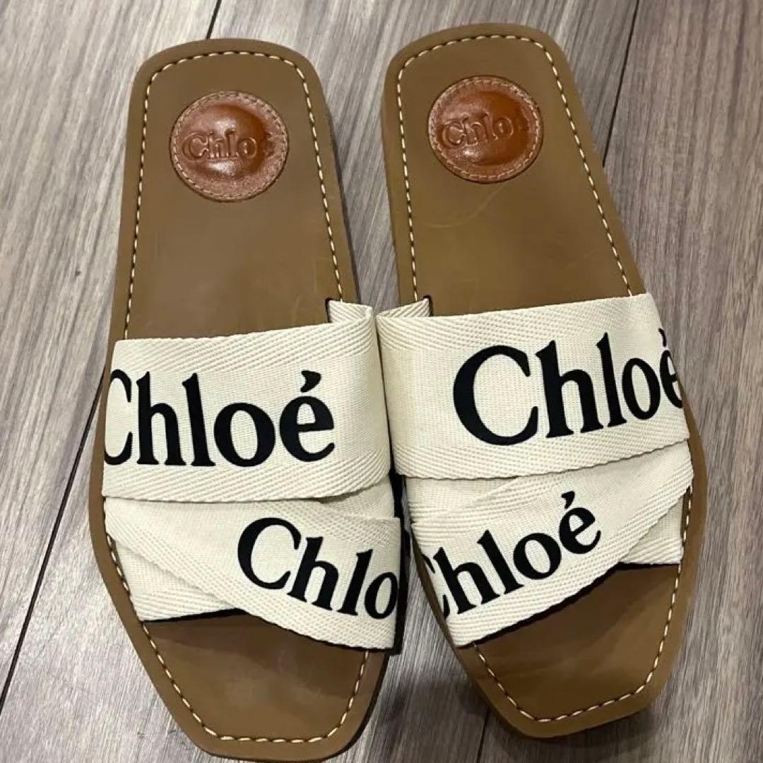 クロエ CHLOE ロゴ フラットサンダル3723.5cm Chloe